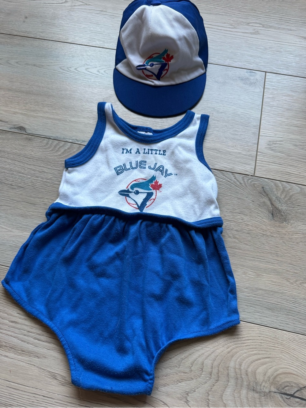 Toronto Blue Jays Infant Romper & Cap - White and Royal Blue Vintage